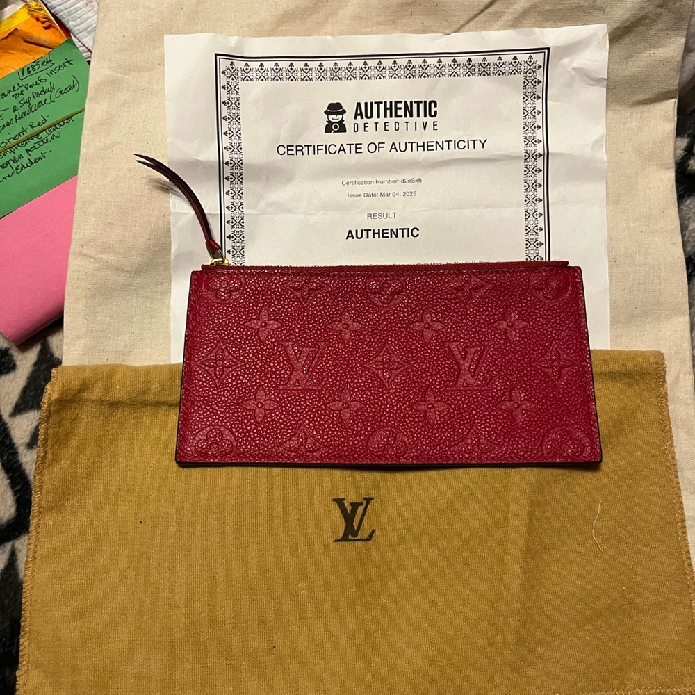 Louis Vuitton NWOT Monogram Felicie Empriente Red Leather Pouch COA